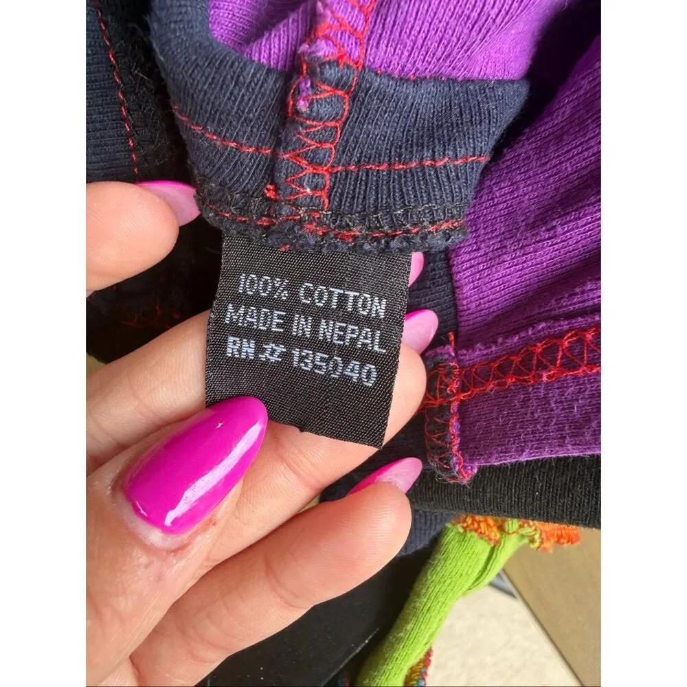 Vintage/Y2K Patchwork Rainbow Full Zip - Made in Nepal